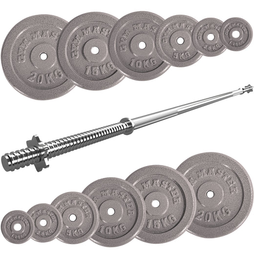 Standard Bar and Cast Iron Weight Plates Set