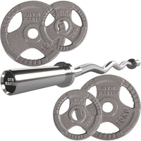 Thumbnail for Olympic Curl Bar and 30kg Tri Grip Cast Iron Weight Set