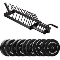 Thumbnail for 150KG Black Bumper Plates Set & Storage Rack