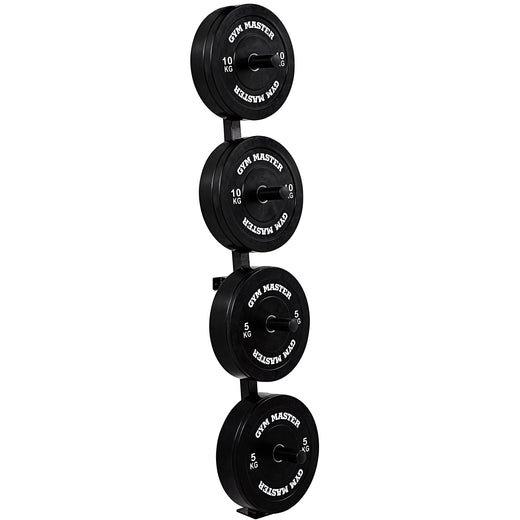 Wall Mounted Olympic Weight Plate Storage Rack and 150kg Set of 2" Bumper Plates