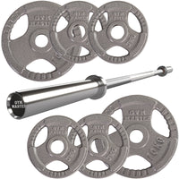 Thumbnail for Olympic 5ft Barbell and 40kg Tri Grip Cast Iron Weight Set