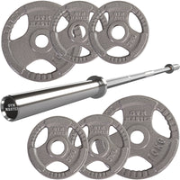Thumbnail for Olympic 6ft Barbell and 40kg Tri Grip Cast Iron Weight Set