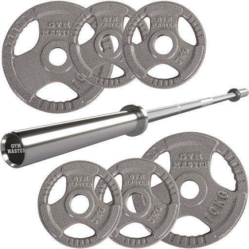 Olympic 6ft Barbell and 40kg Tri Grip Cast Iron Weight Set