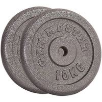 Thumbnail for Two gunmetal GYM MASTER weight plates
