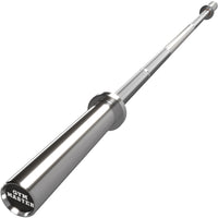 Thumbnail for A chrome finish barbell, with diamond knurled grip pattern in key areas on a white background
