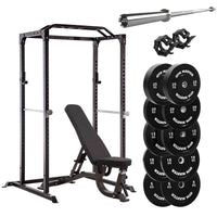 Thumbnail for GM1 Power Rack with Adjustable Bench Olympic Barbell and 150kg Bumper Weight Plates Set