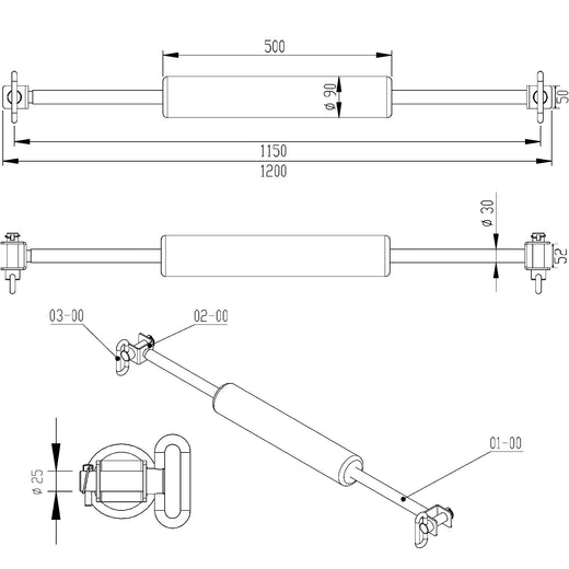 GM1 Lap Bar Leg Pad Knee Cushion Power Rack Attachment for Lat Pulldown Exercises on 50x50mm Cages
