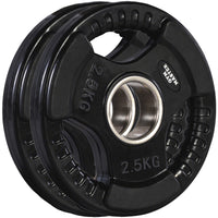 Thumbnail for A set of tri grip GYM MASTER weight plates of various weights