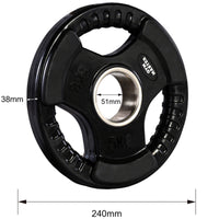 Thumbnail for A set of tri grip GYM MASTER weight plates of various weights