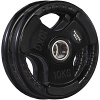 Thumbnail for A set of tri grip GYM MASTER weight plates of various weights