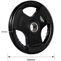 Thumbnail for A set of tri grip GYM MASTER weight plates of various weights