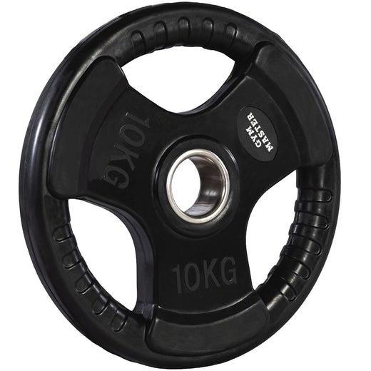 A set of tri grip GYM MASTER weight plates of various weights