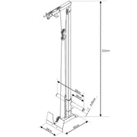 Thumbnail for A technical drawing of an additional module, showcasing the dimensions of a lateral pull down machine