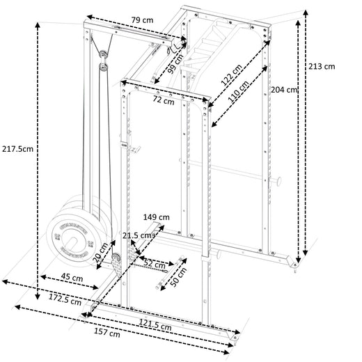GM1 Power Rack Squat Cage with Optional Dual Cable Pulley System