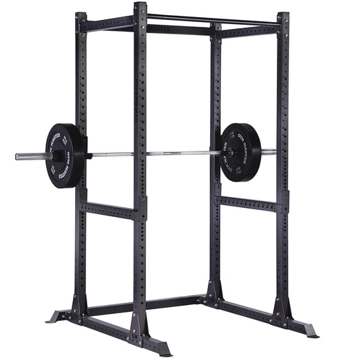 A black weight lifting rack,