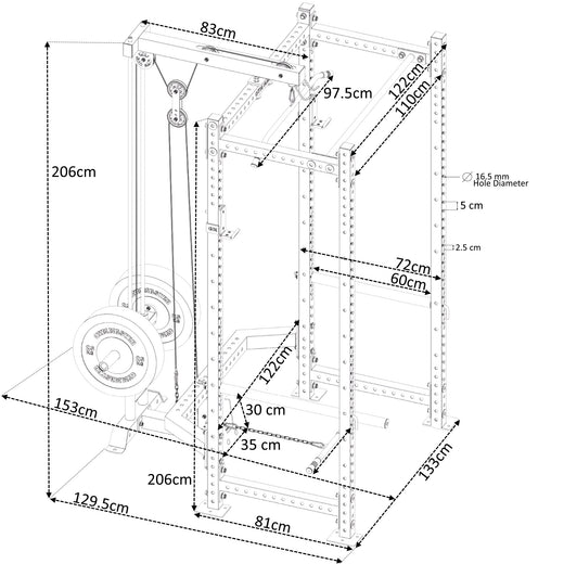 GM3 Weight Lifting Power Rack Squat Cage with Dual Cable System