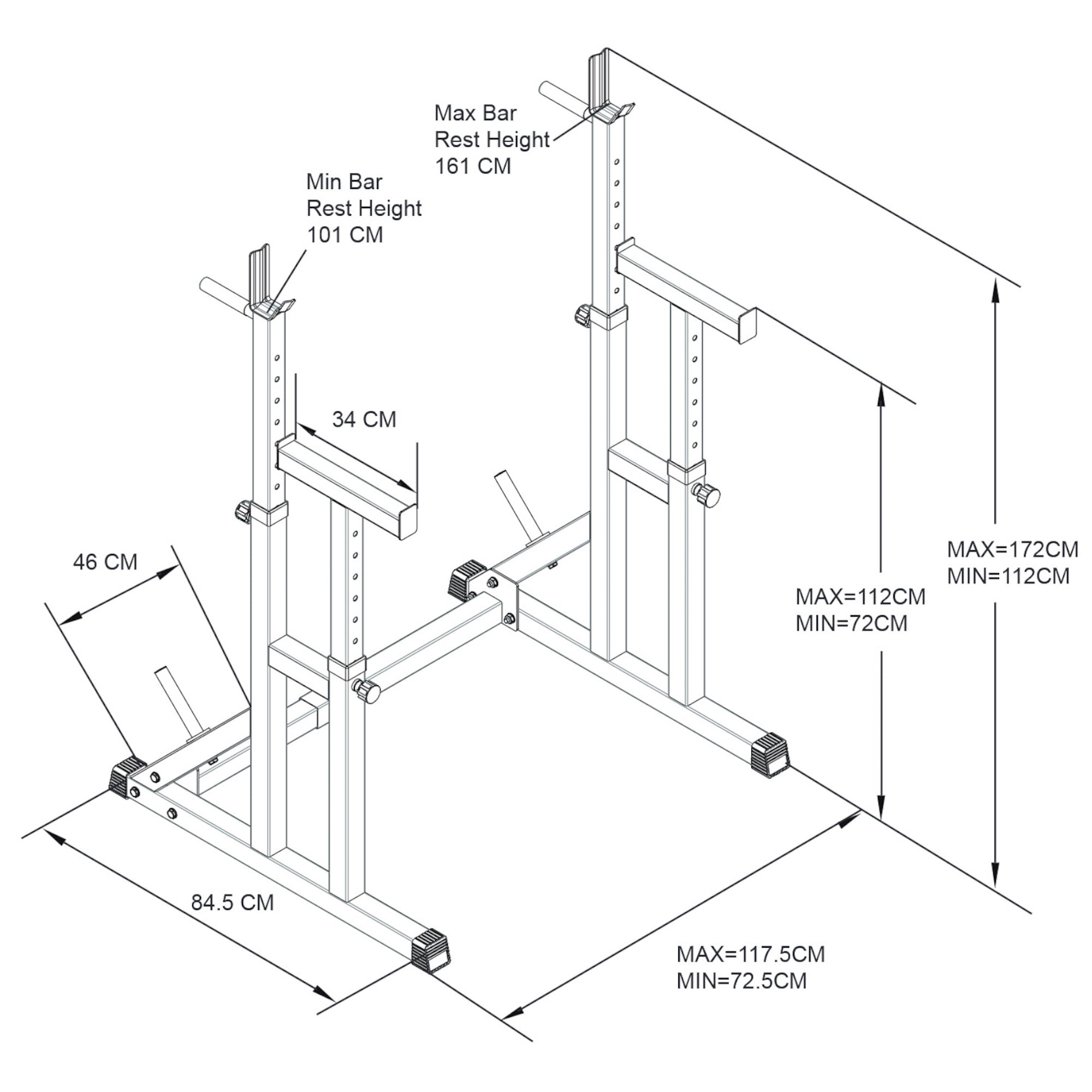 Heavy Duty Adjustable Squat and Bench Press Rack