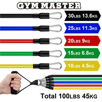 Thumbnail for 45kg / 100lb Resistance Band Set with Door Anchor, Handles and Ankle Straps