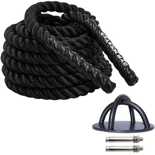38mm Battle Rope 9m/12m/15m with Cross Hoop Wall/Floor Anchor
