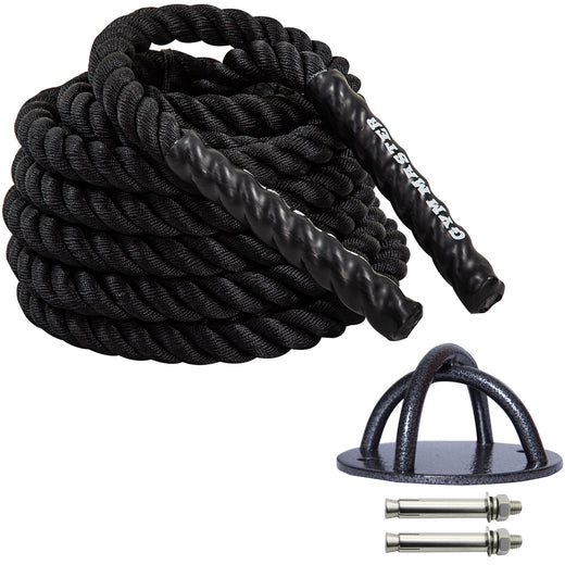 38mm Battle Rope 9m/12m/15m with Cross Hoop Wall/Floor Anchor