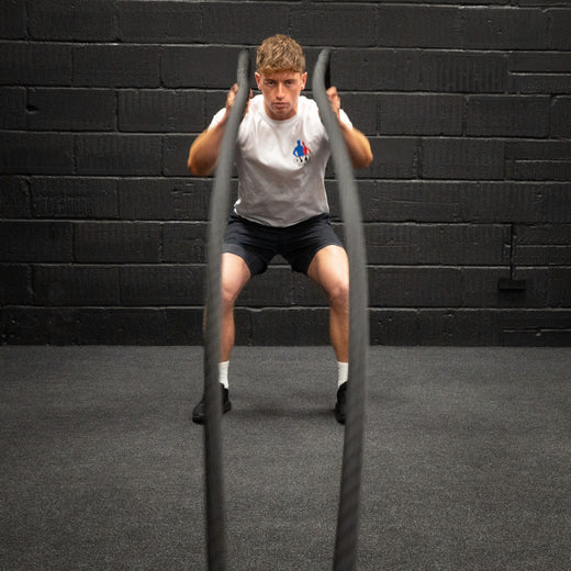 38mm Battle Rope 9m/12m/15m with Cross Hoop Wall/Floor Anchor