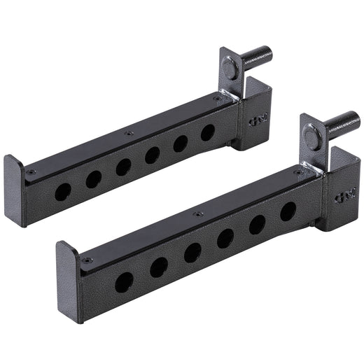 A  close up of an additional module for a weight lifting rack