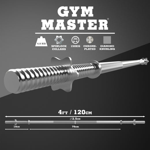 1" Standard Barbell Weight Bar with Spin Lock Collars – 4ft/5ft/6ft/7ft