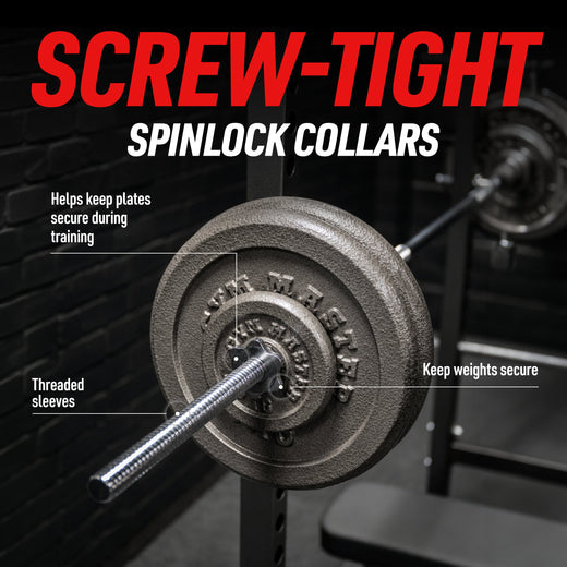 1" Standard Barbell Weight Bar with Spin Lock Collars – 4ft/5ft/6ft/7ft