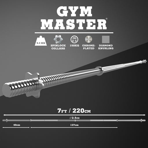 1" Standard Barbell Weight Bar with Spin Lock Collars – 4ft/5ft/6ft/7ft