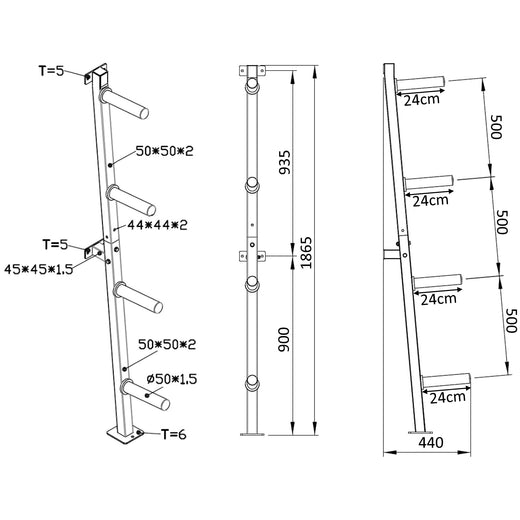 Wall Mounted Olympic 2 inch Bumper Weight Plate Storage Rack Holder