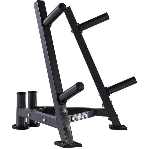 A GYM MASTER weight plate holder, with bar bell slots