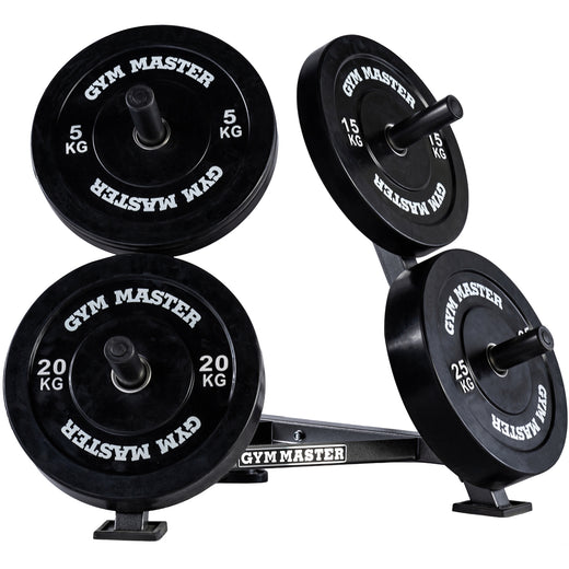 A GYM MASTER weight plate holder, with bar bell slots
