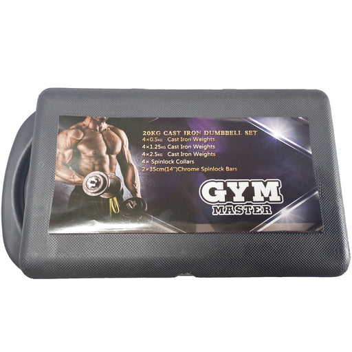 20kg Cast Iron Dumbbell Weight Set with Carry Case