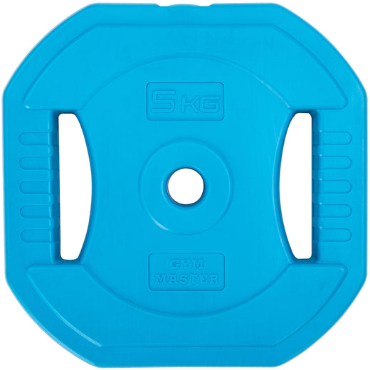 A blue GYM MASTER weight plate