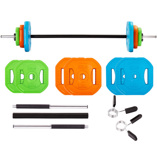 A technical drawing of an adjustable barbell, showcasing the dimensions
