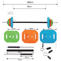 Thumbnail for A technical drawing of an adjustable barbell, showcasing the dimensions