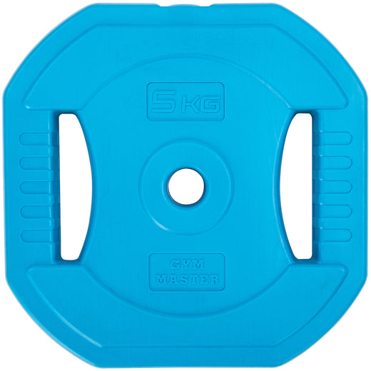 A blue GYM MASTER weight plate