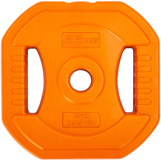 An orange GYM MASTER weight plate