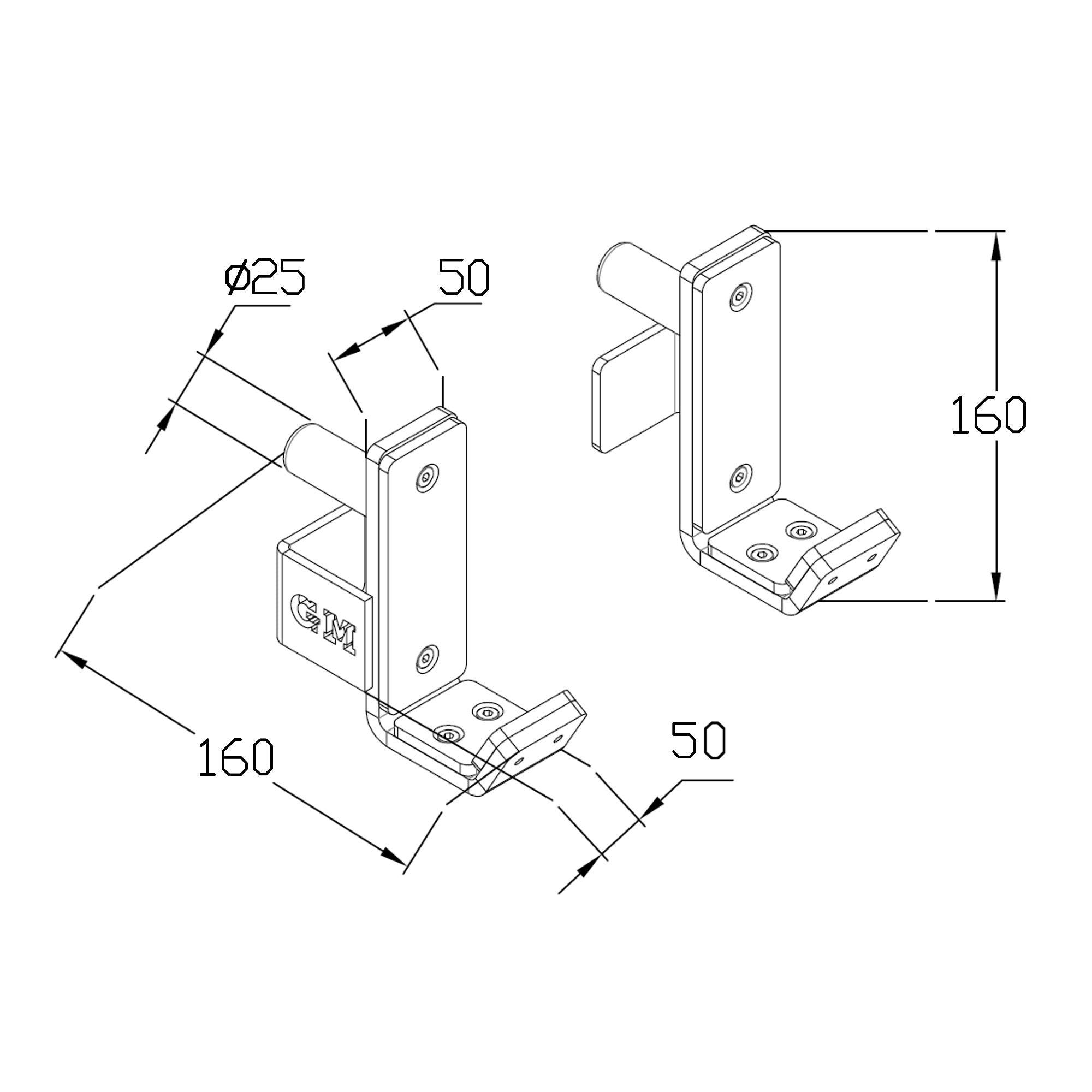 GM1 Standard J-Cup Hooks with HDPE Protection for 50mm racks