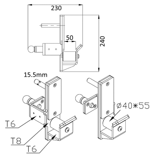 Pair of GM3 Roller J-Cup Hooks with UHMW Protection