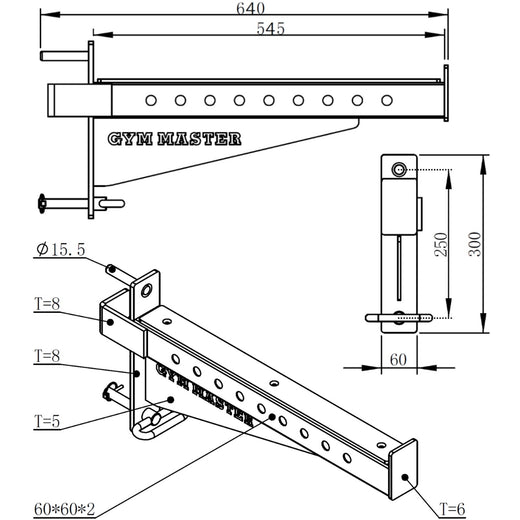 GM3 60mm Safety Spotter Arms with Protective UHMW Pad